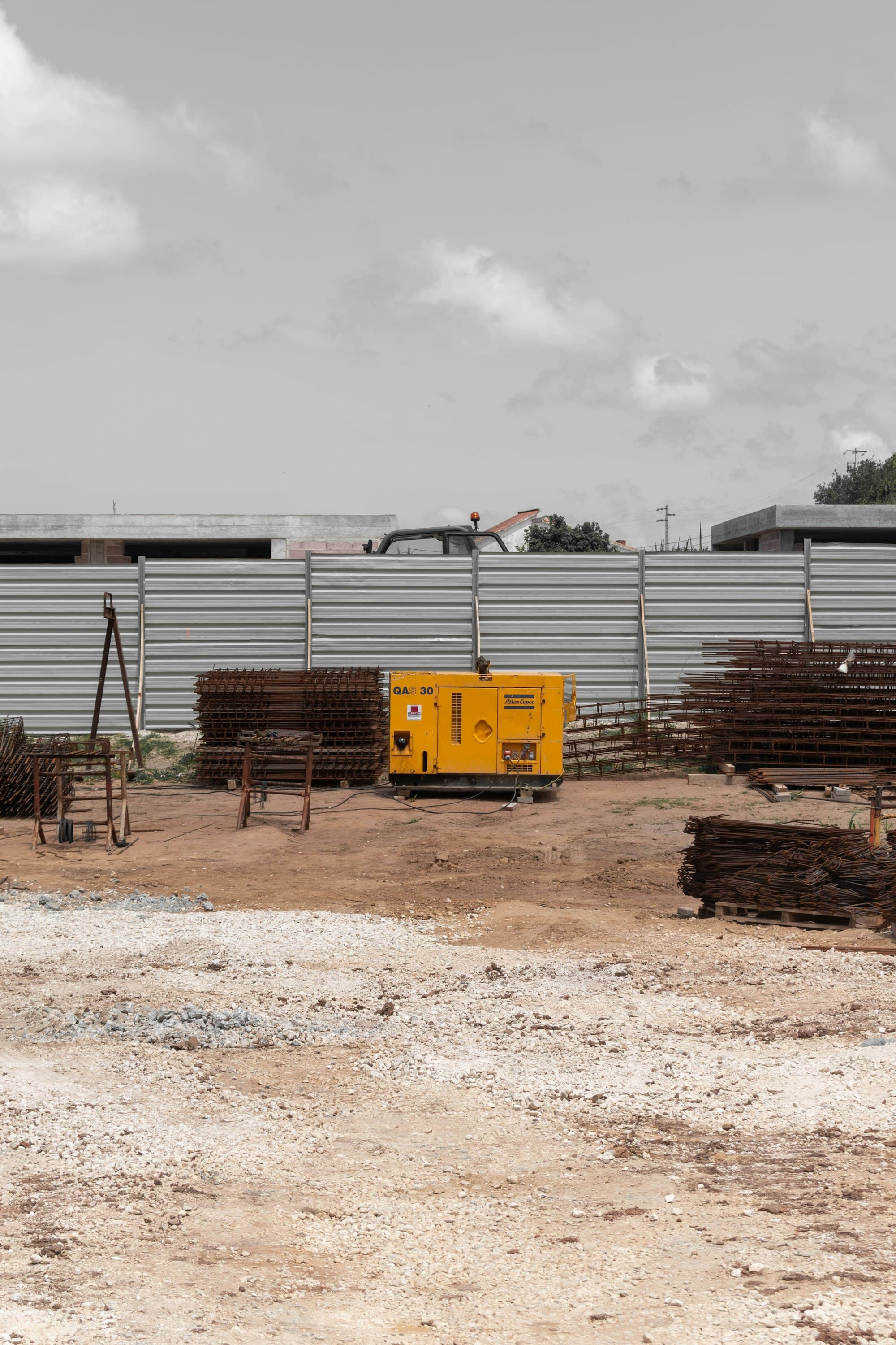 Mobile rental generator providing power on a construction site
